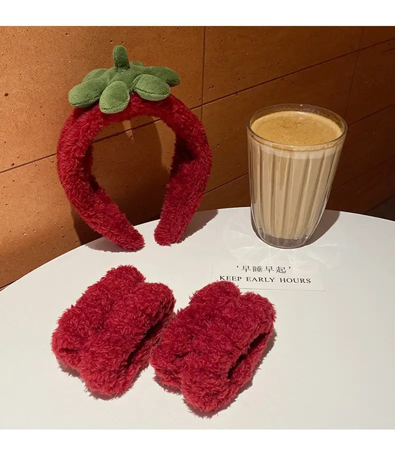 Pink Plush Hair Band for Women Wash Face Makeup Pressure — feature 10
