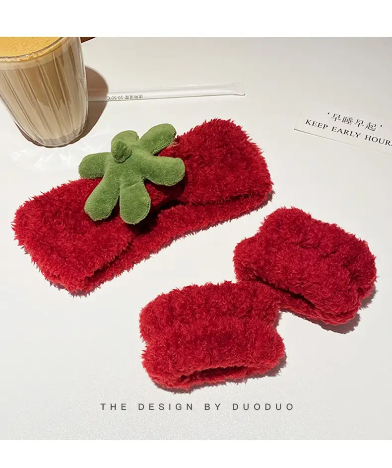 Pink Plush Hair Band for Women Wash Face Makeup Pressure — feature 3