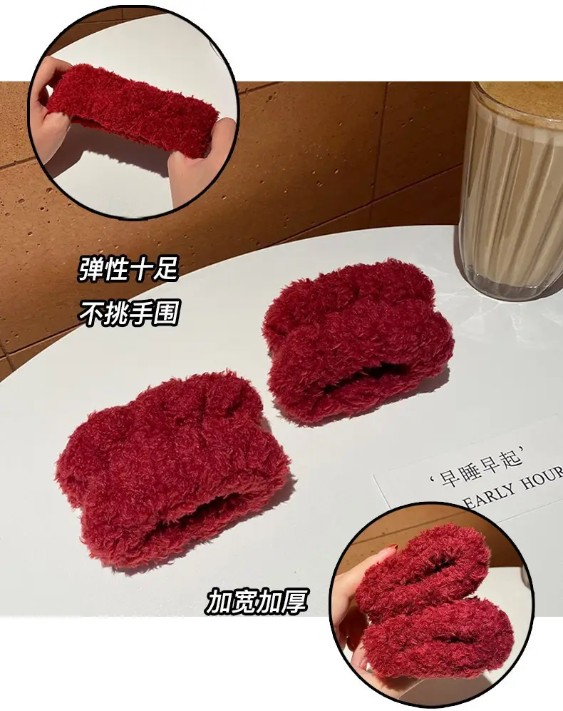 Pink Plush Hair Band for Women Wash Face Makeup Pressure — feature 8