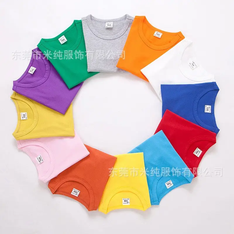 Blue Cotton T-shirt for Kids Boys Girls Loose Summer Top - Image 12