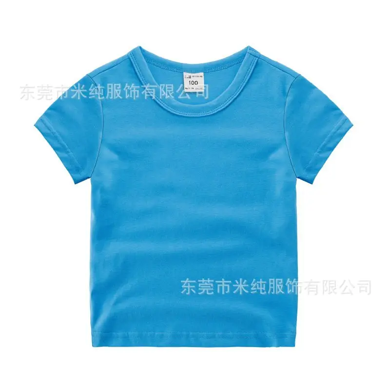 Blue Cotton T-shirt for Kids Boys Girls Loose Summer Top - Image 11