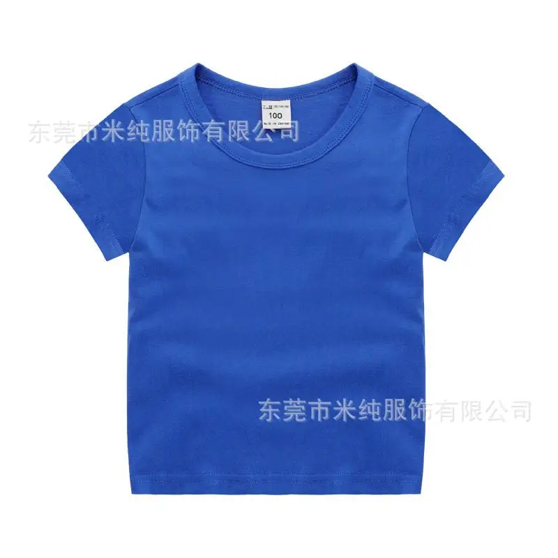 Blue Cotton T-shirt for Kids Boys Girls Loose Summer Top - Image 9