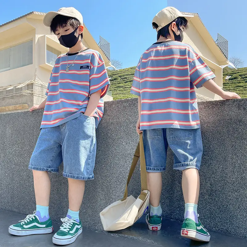 Boys Denim Polo Shirt Summer Suit Medium Large 2024 - Image 2
