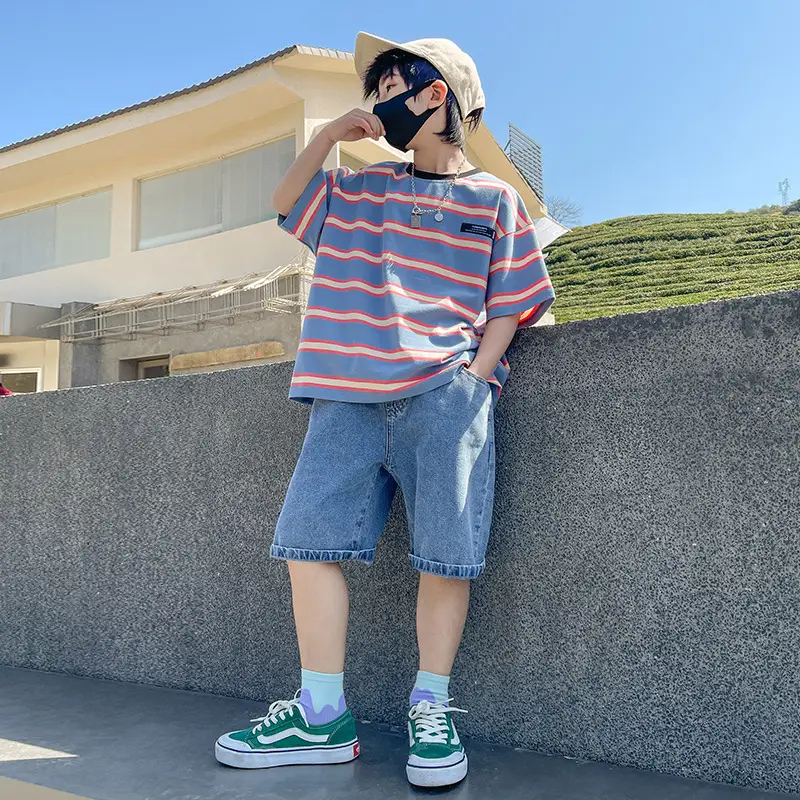 Boys Denim Polo Shirt Summer Suit Medium Large 2024 - Image 4