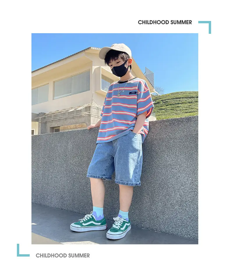 Boys Denim Polo Shirt Summer Suit Medium Large 2024 — feature 14