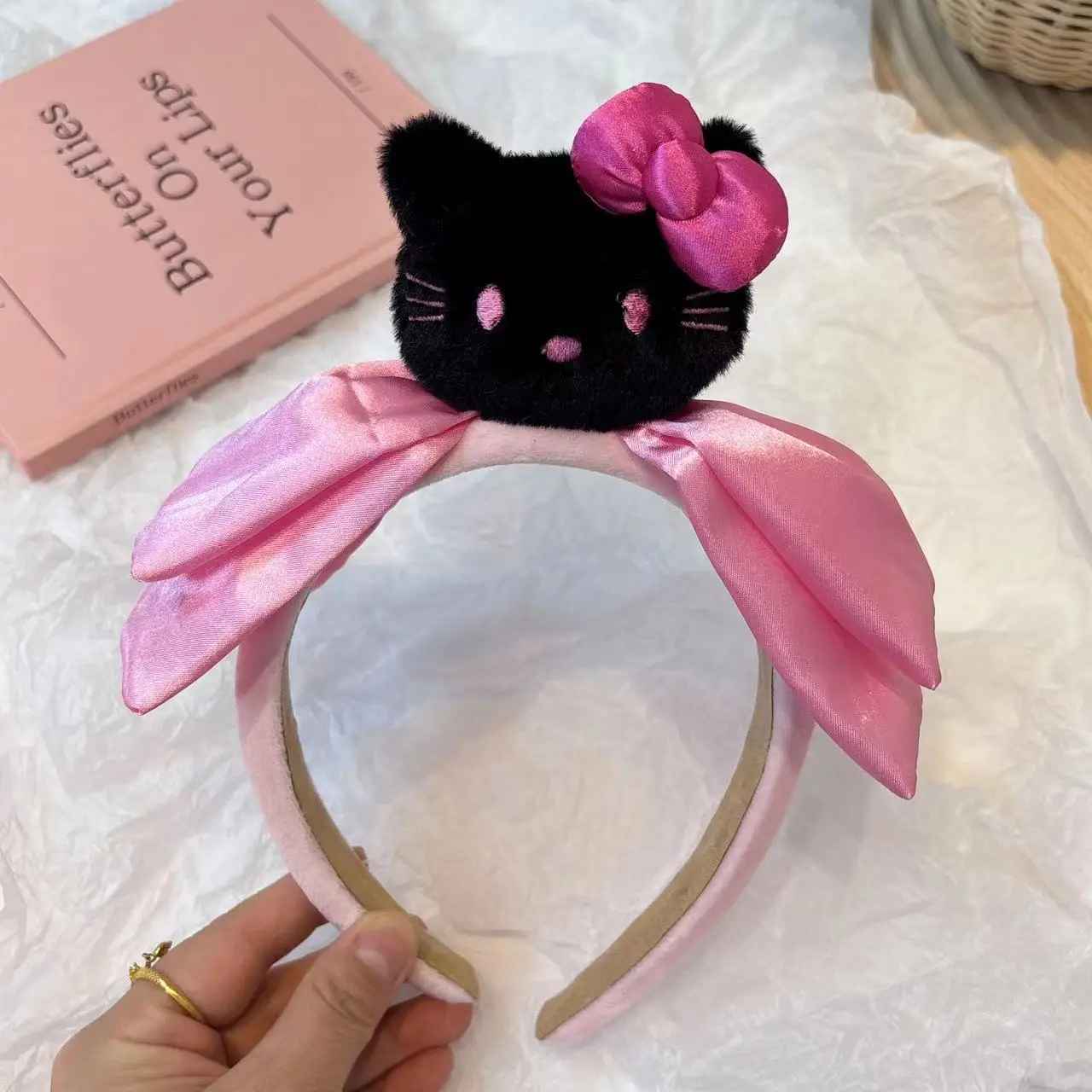 Rose bow-black KT powder headband