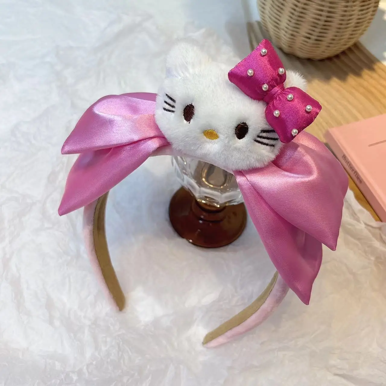 Rose Bow Pearl-White KT Powder Headband