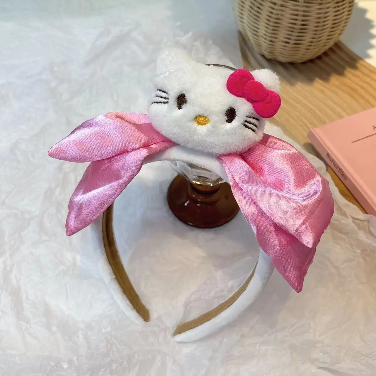Velvet Bow-White KT White Hair Hoop