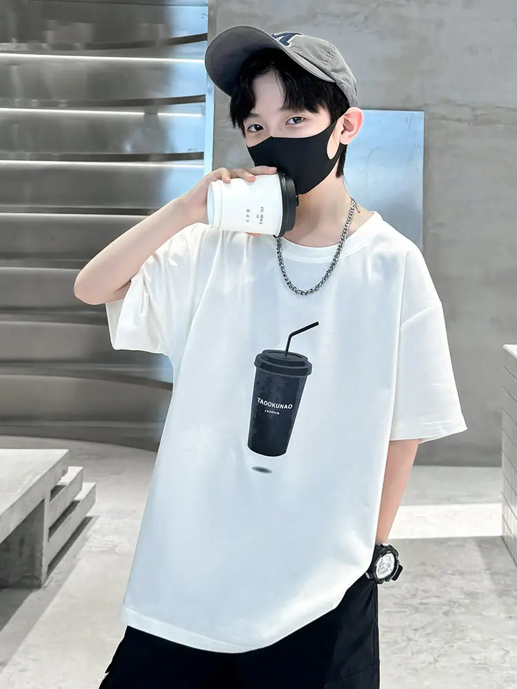 Cool Cartoon Print Short Sleeve T-Shirt for Boys