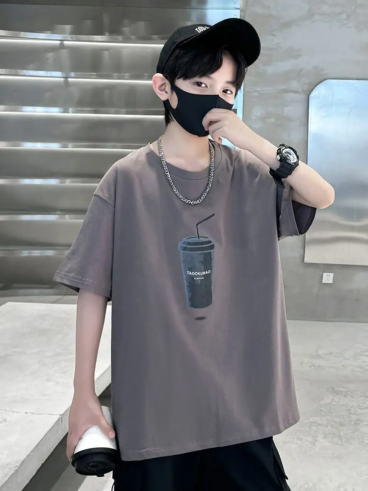 Cool Cartoon Print Short Sleeve T-Shirt for Boys