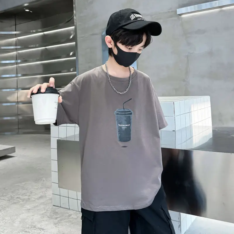 Cool Cartoon Print Short Sleeve T-Shirt for Boys