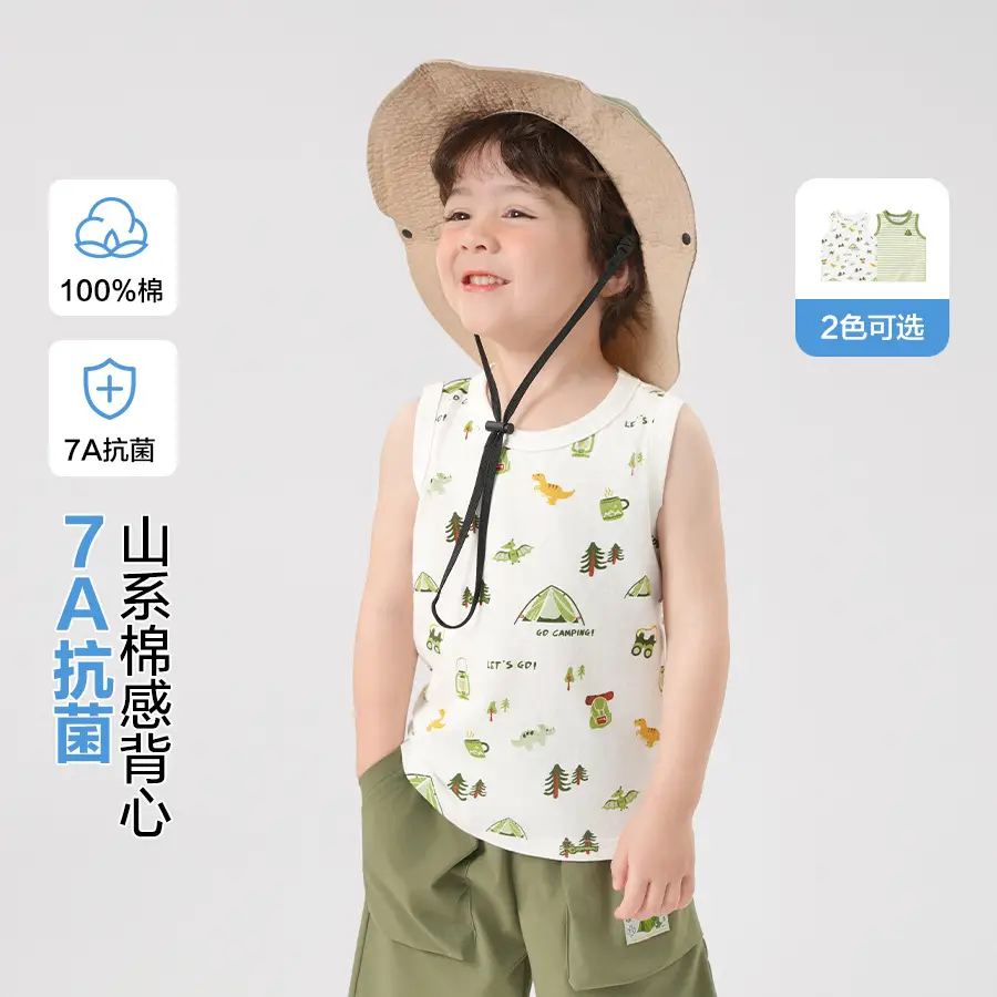 Boys Sleeveless T-Shirt Black White Print Summer Cool - Image 13