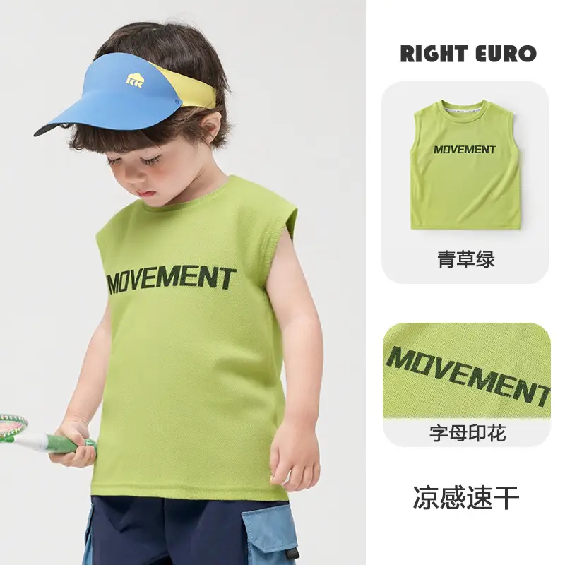 Boys Sleeveless T-Shirt Black White Print Summer Cool - Image 3