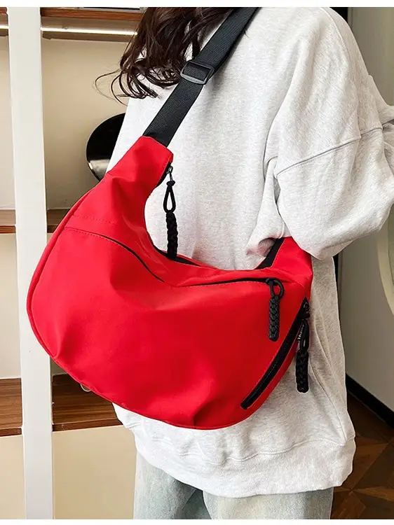Women's Messenger Bag Red Black White Large Capacity - Image 7