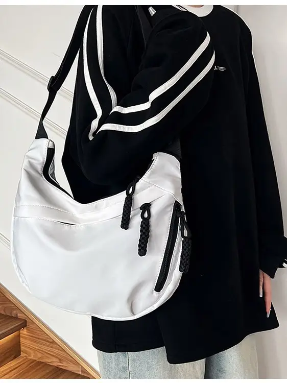Women's Messenger Bag Red Black White Large Capacity - Image 8