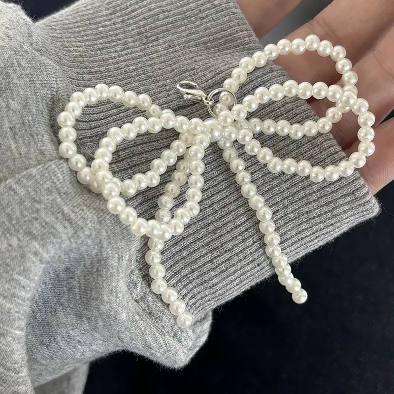 Pearl Bow Necklace for Women Elegant Hair Accessory - Image 5