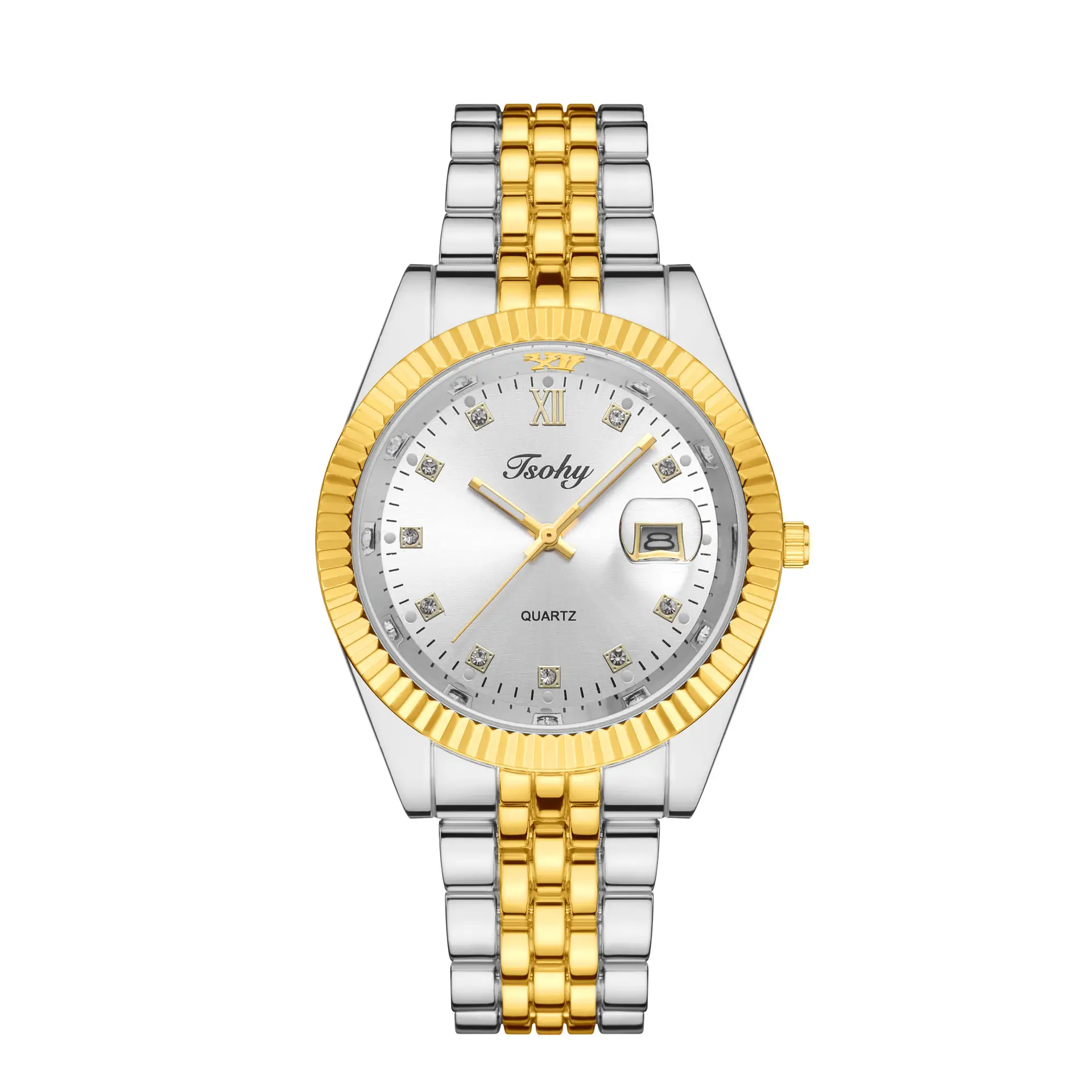 Golden Men's Quartz Watch with Diamond Dial — feature 3