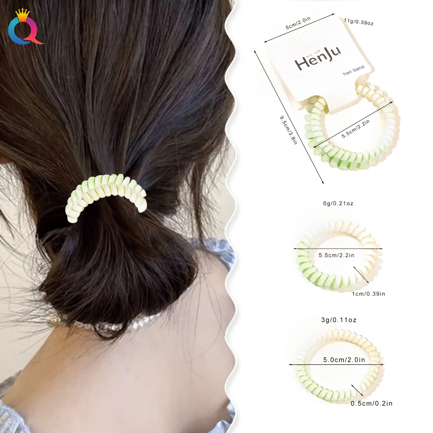 Qiyue Hair Ring Gradient Color Ponytail Rope Set - Image 5