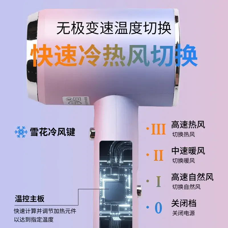 Blue Light Negative Ion Hair Dryer Quick Cold Warm Switch