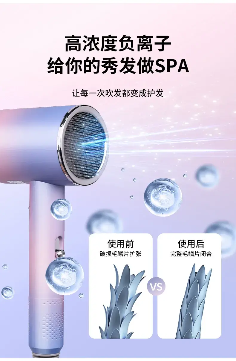 Blue Light Negative Ion Hair Dryer Quick Cold Warm Switch — feature 11