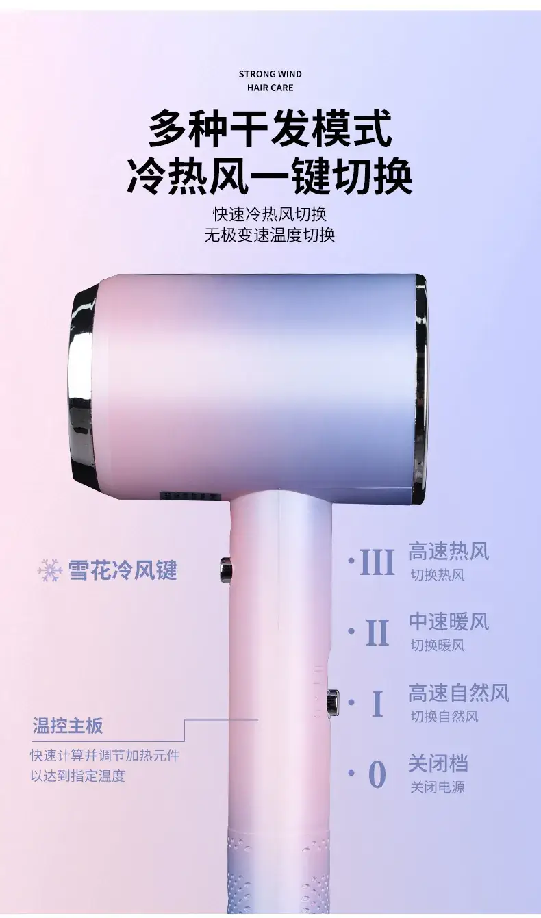 Blue Light Negative Ion Hair Dryer Quick Cold Warm Switch — feature 13