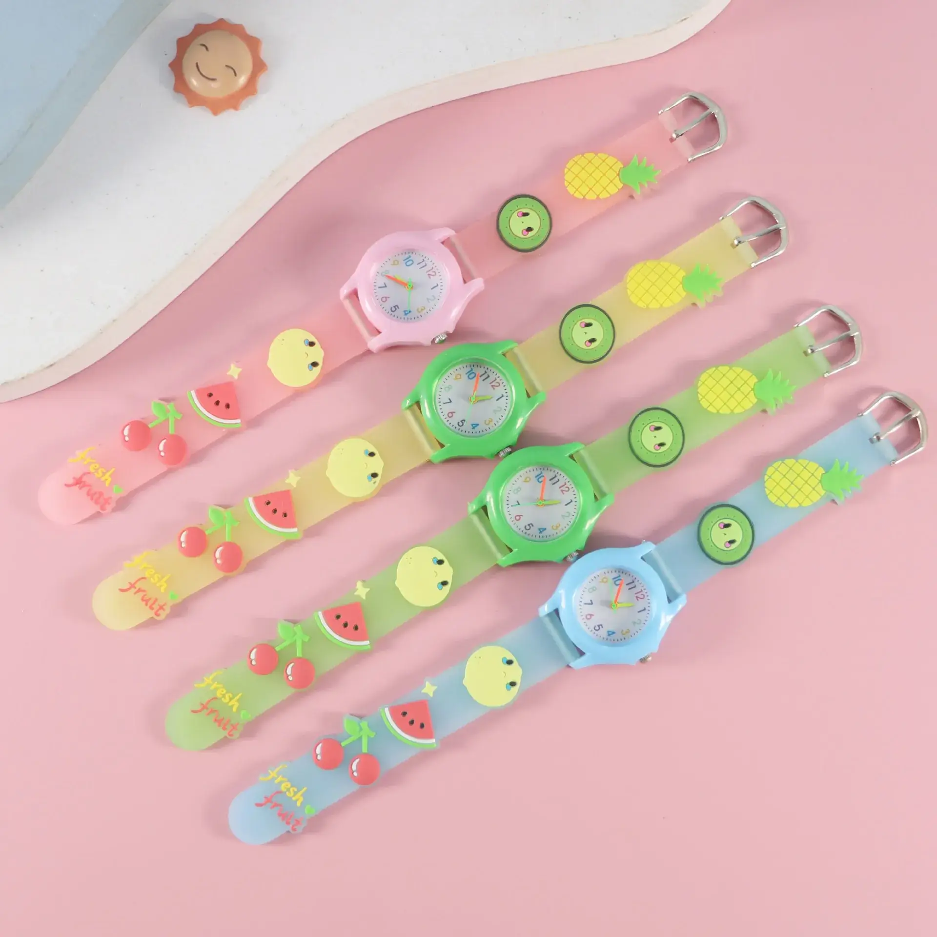 Kids Floral Quartz Watch Blue Water Resistant