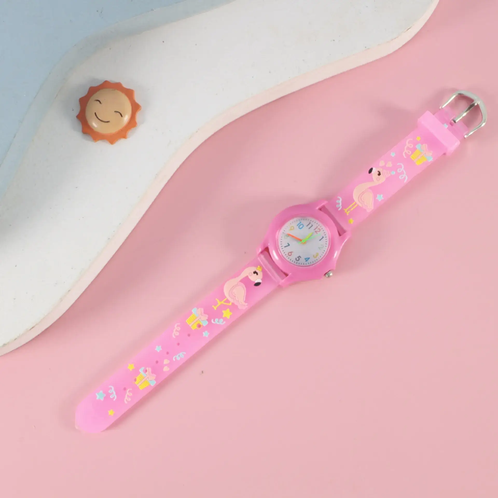 Kids Floral Quartz Watch Blue Water Resistant