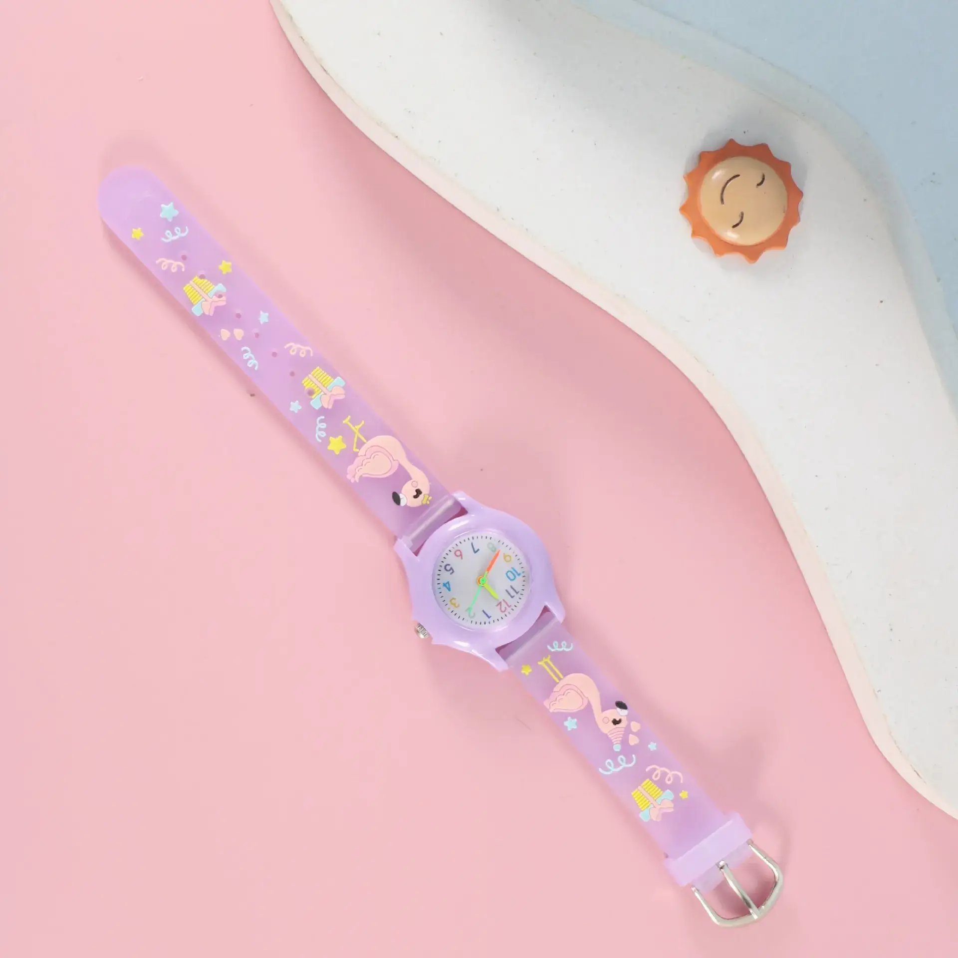 Kids Floral Quartz Watch Blue Water Resistant