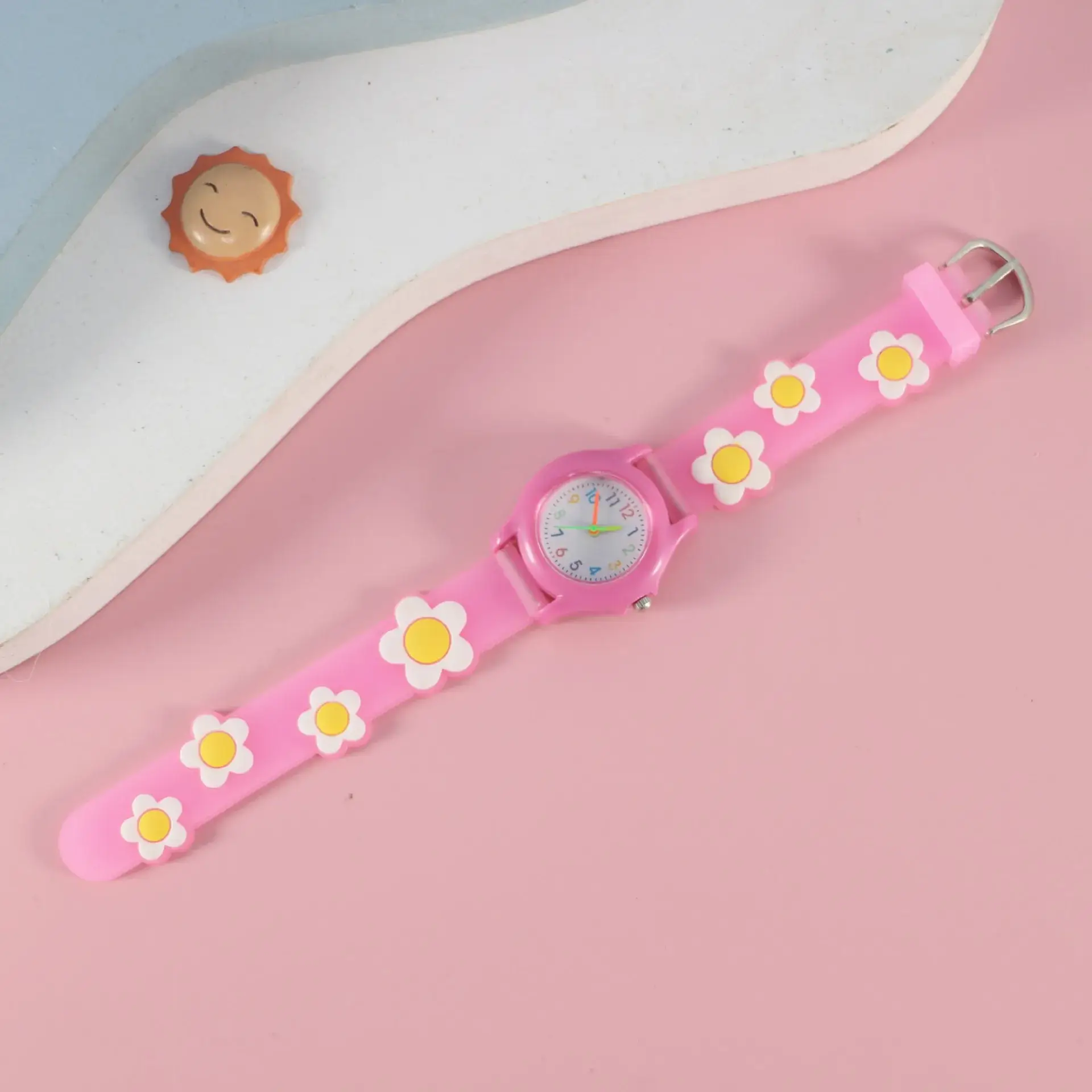 Kids Floral Quartz Watch Blue Water Resistant