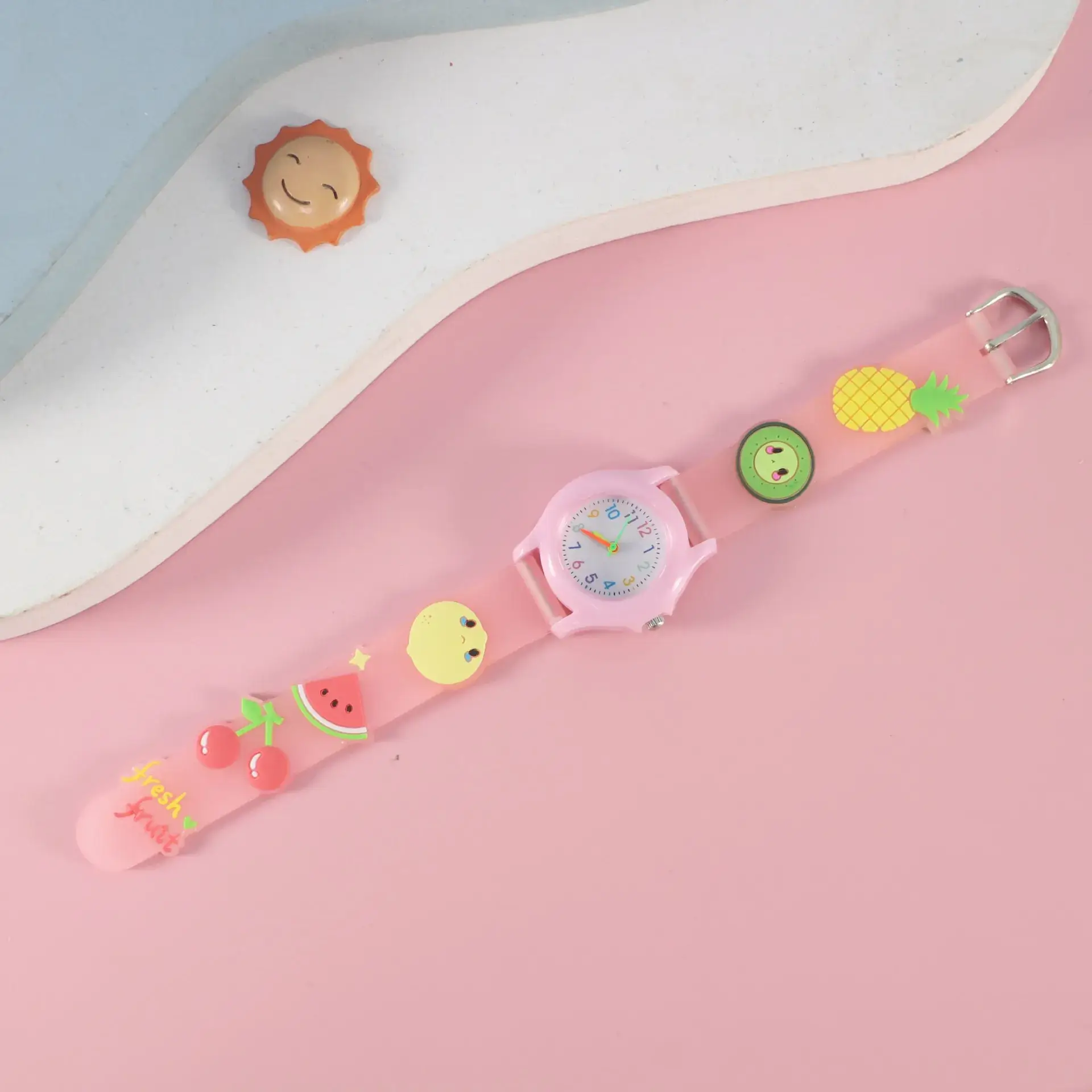 Kids Floral Quartz Watch Blue Water Resistant