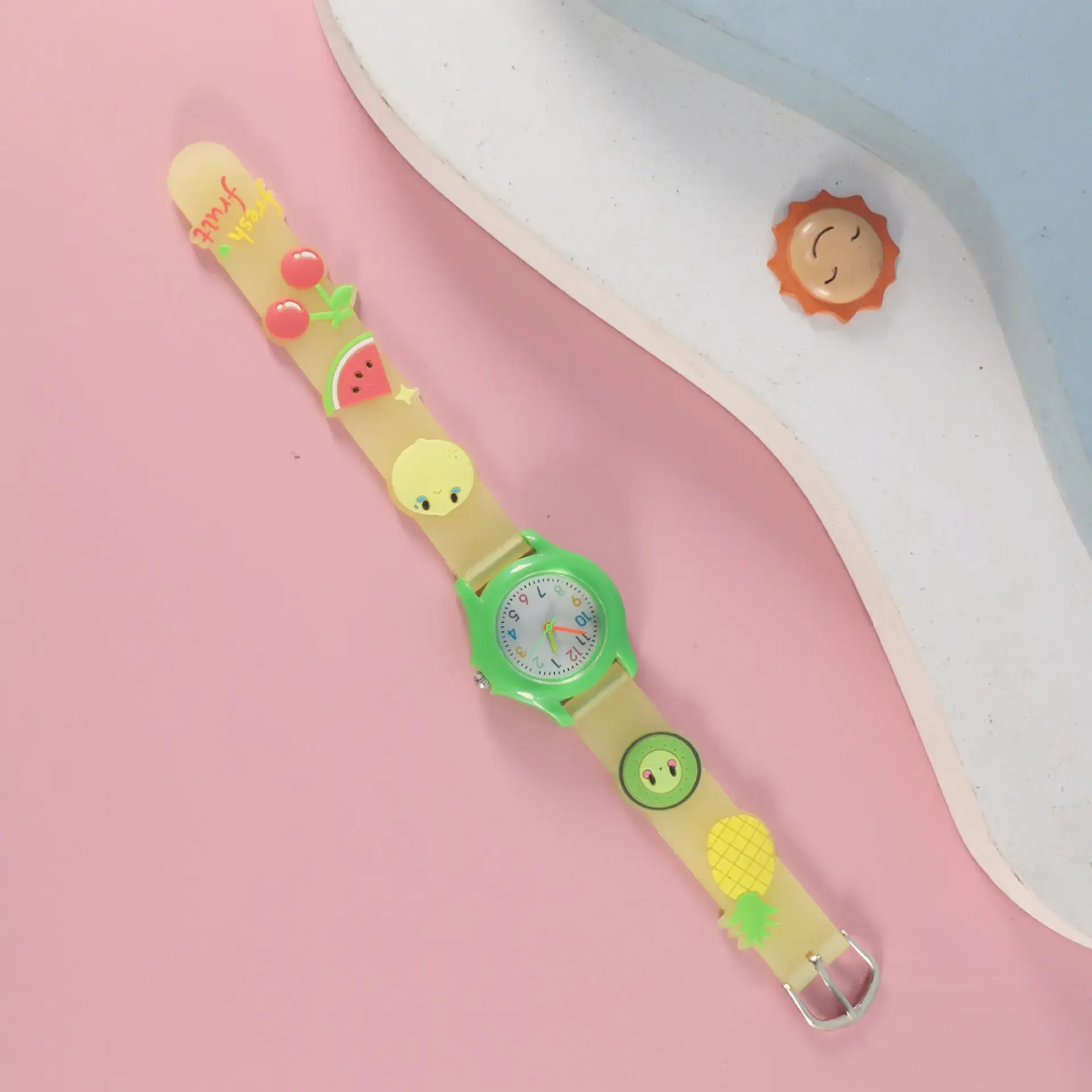 Kids Floral Quartz Watch Blue Water Resistant