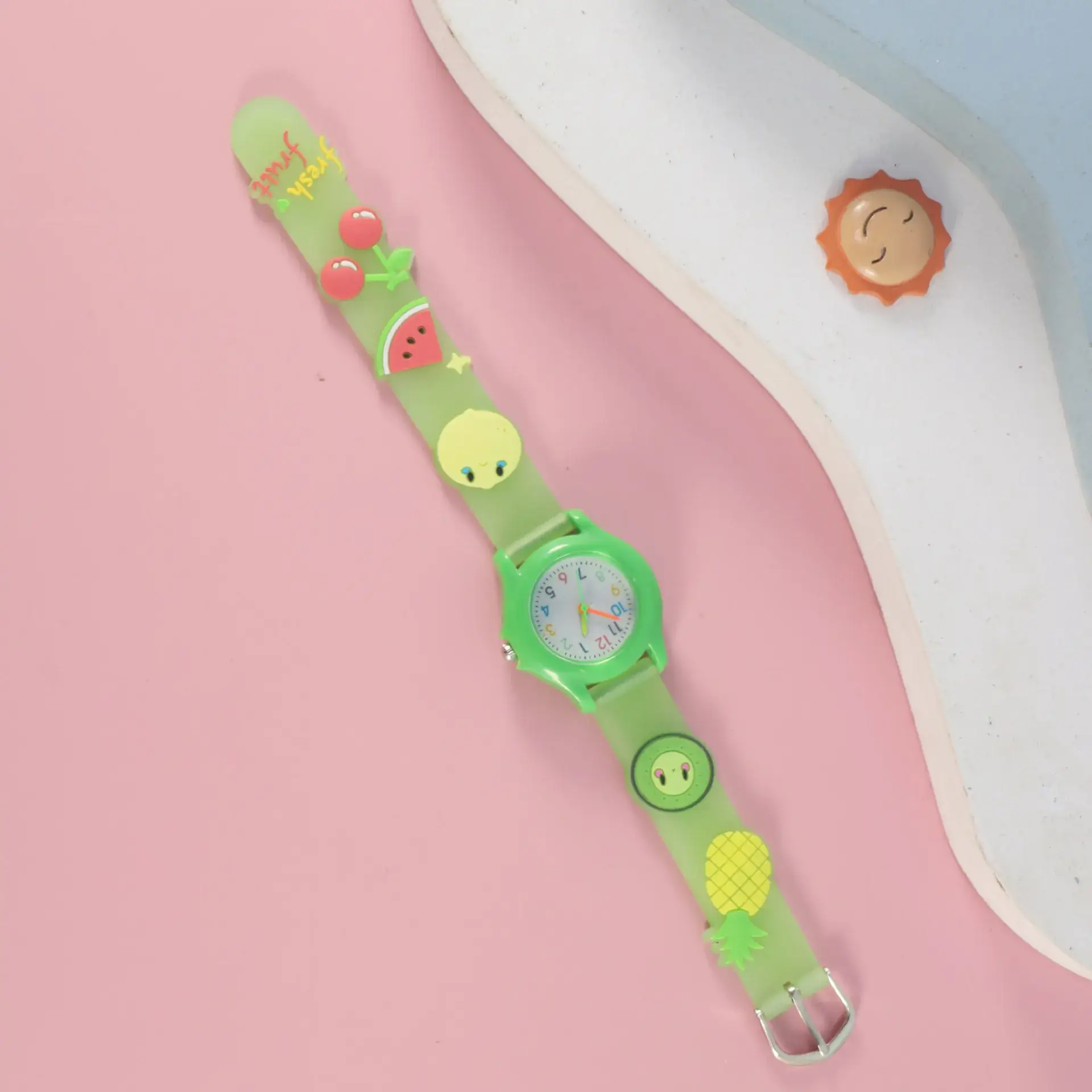 Kids Floral Quartz Watch Blue Water Resistant