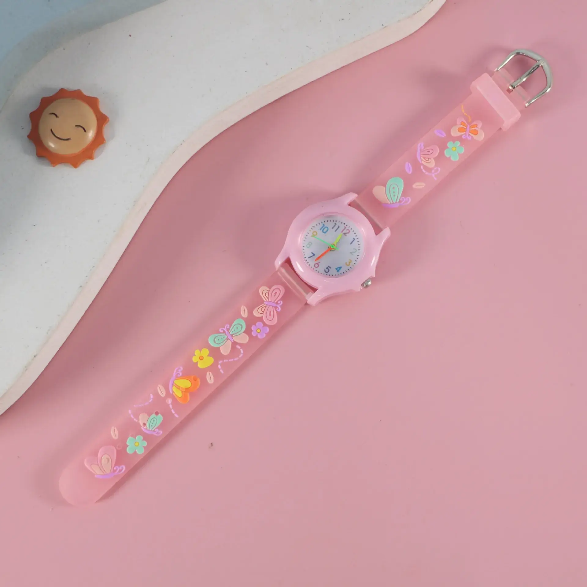 Kids Floral Quartz Watch Blue Water Resistant