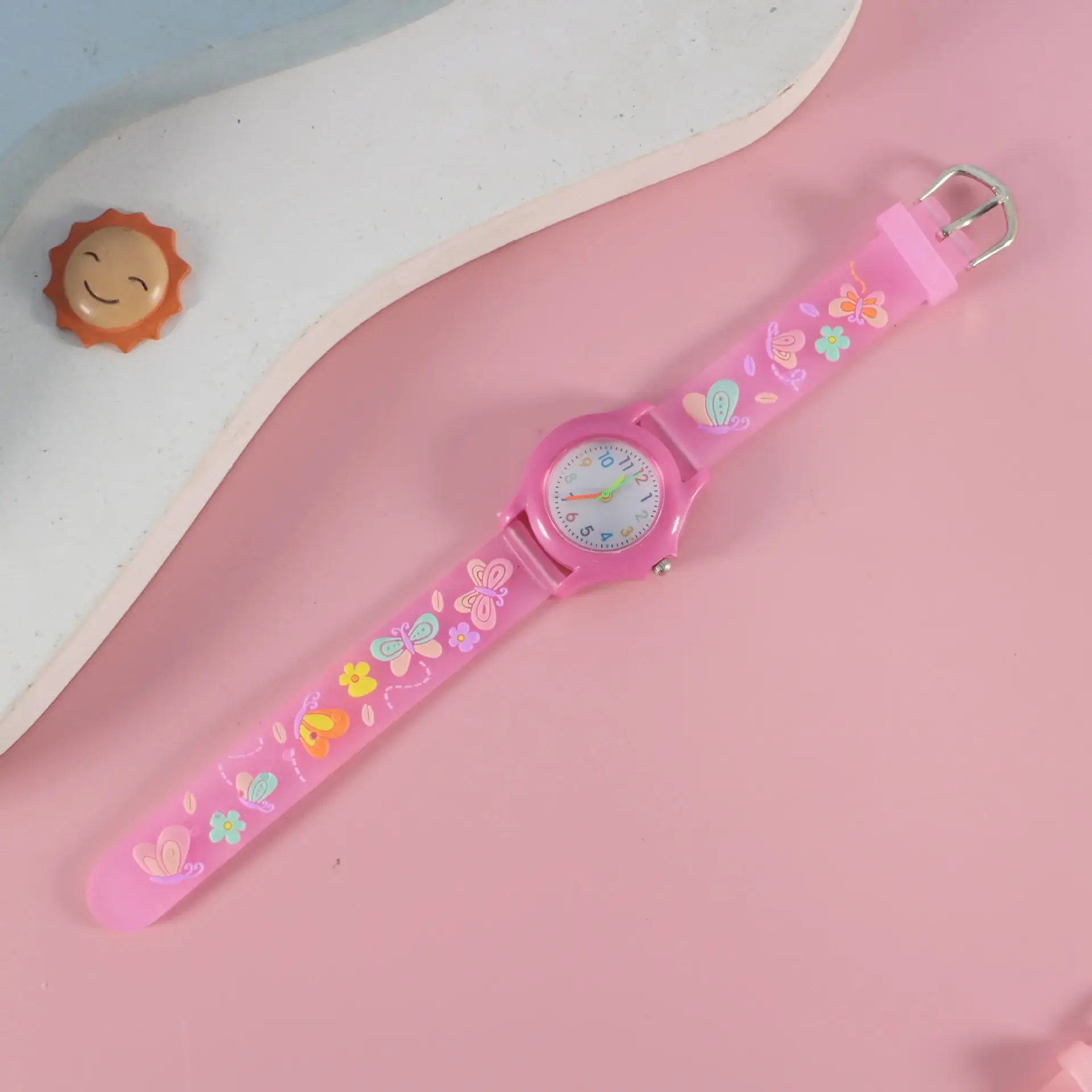 Kids Floral Quartz Watch Blue Water Resistant