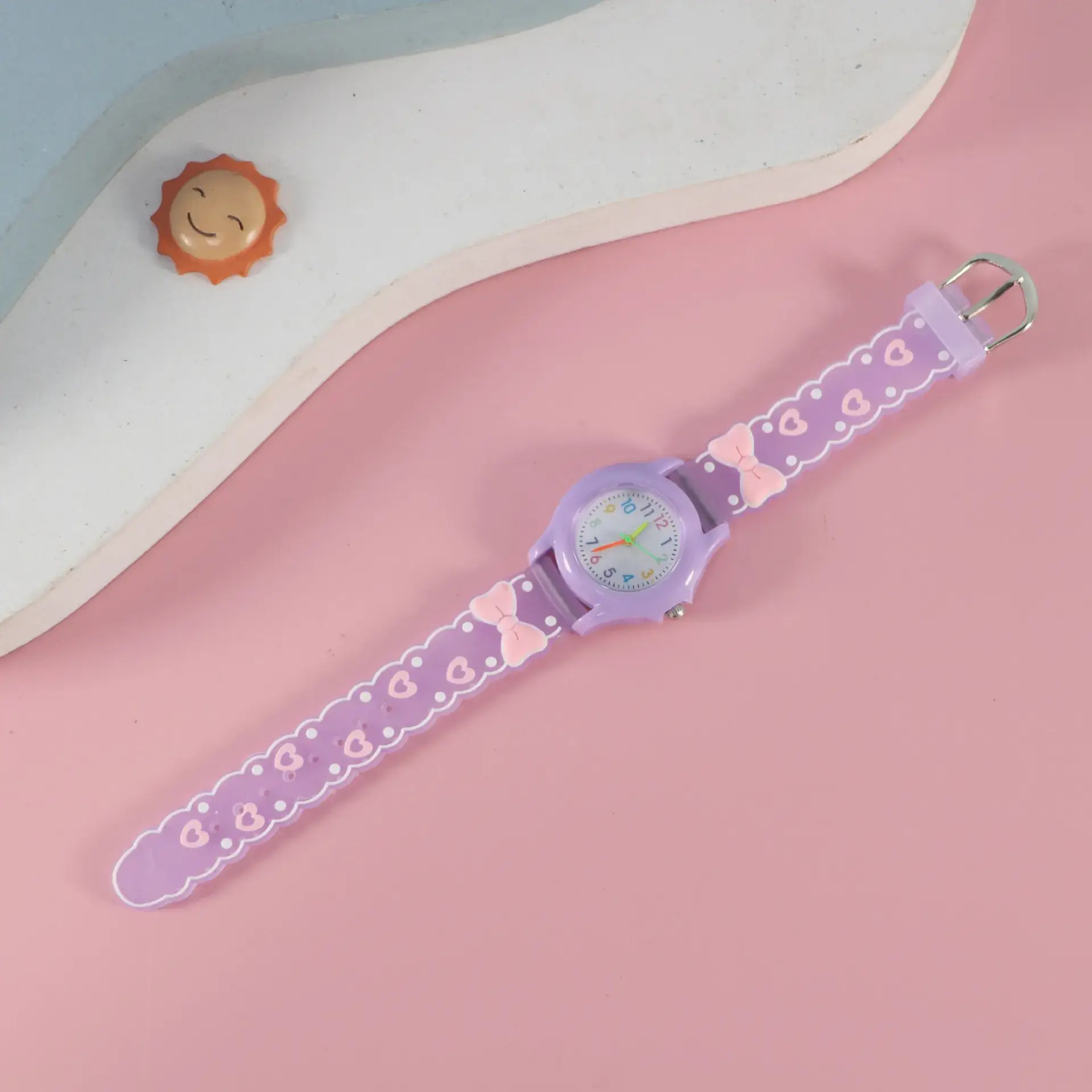 Kids Floral Quartz Watch Blue Water Resistant