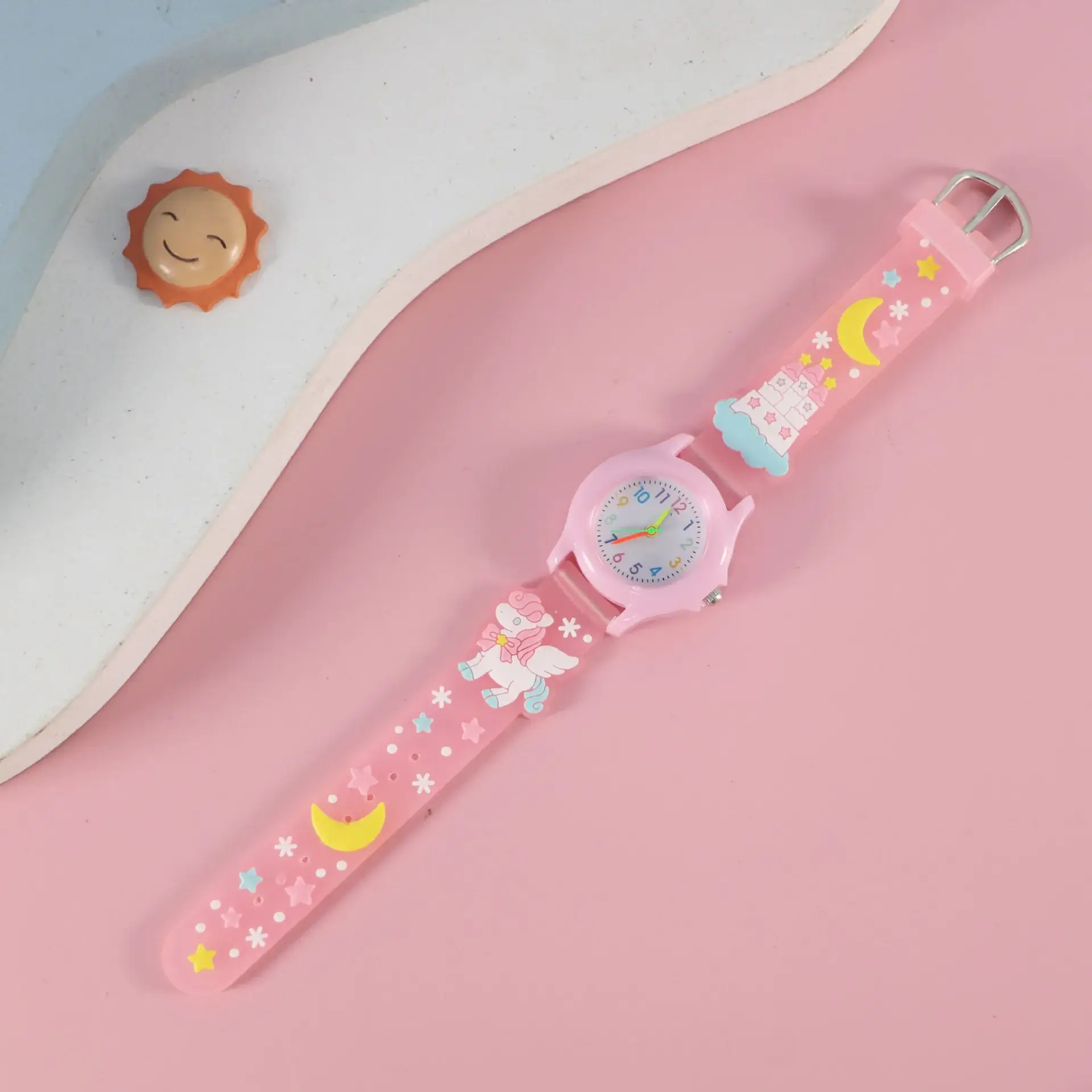 Kids Floral Quartz Watch Blue Water Resistant