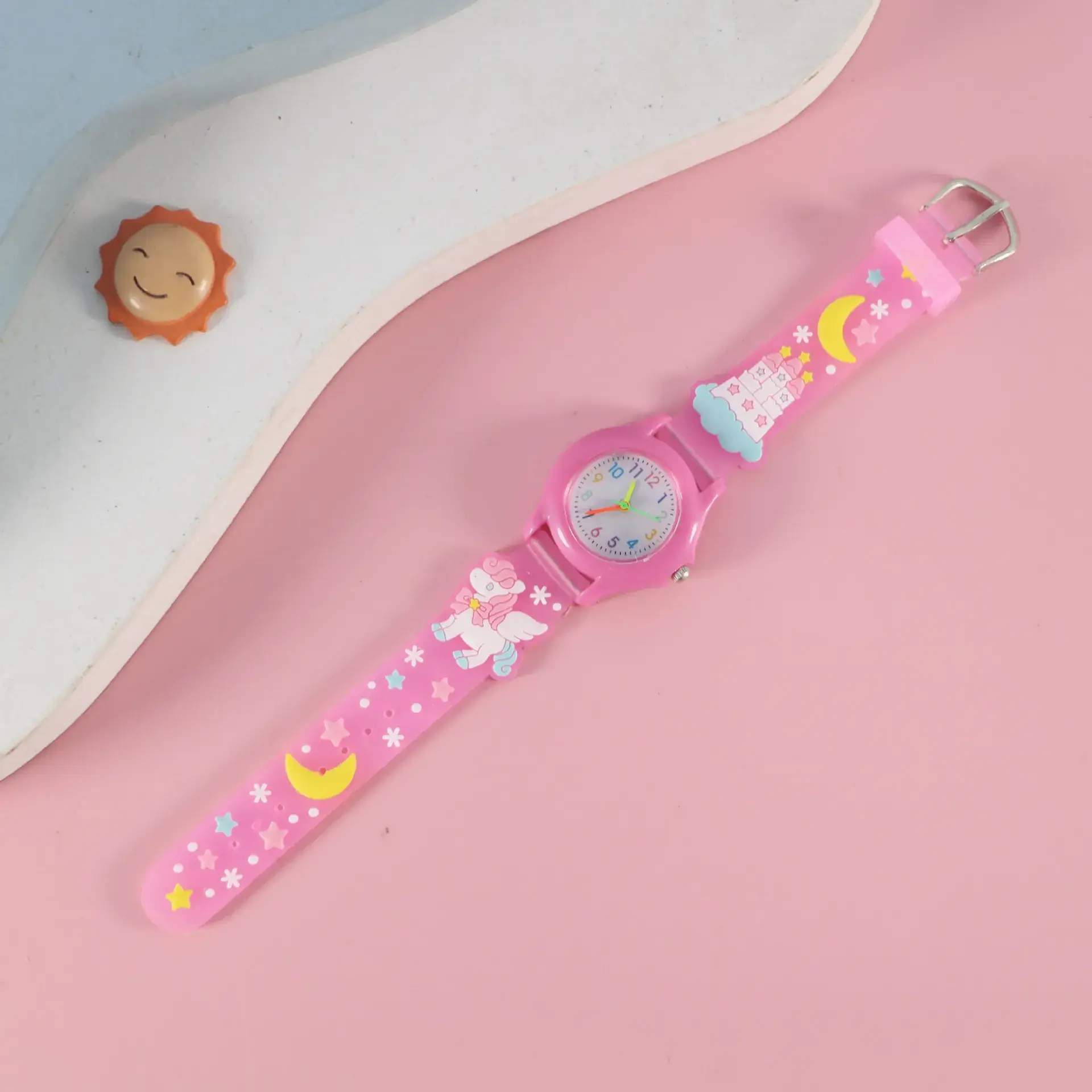 Kids Floral Quartz Watch Blue Water Resistant