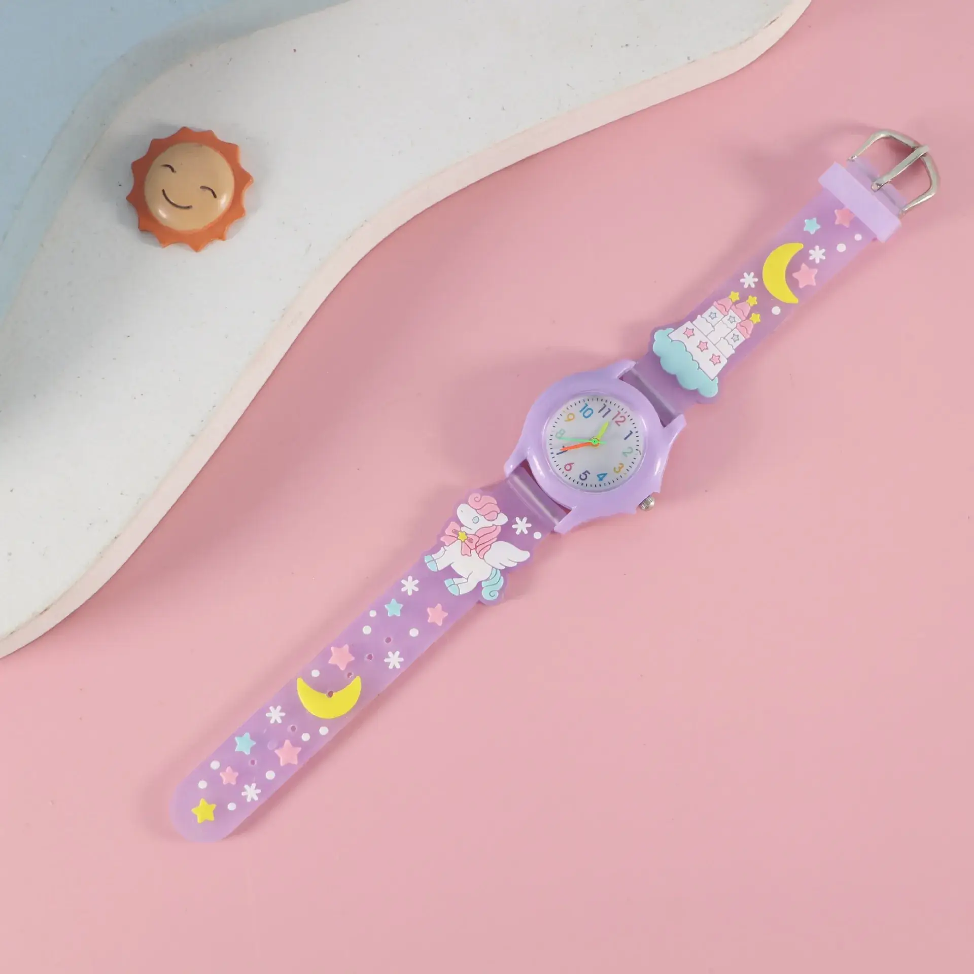 Kids Floral Quartz Watch Blue Water Resistant