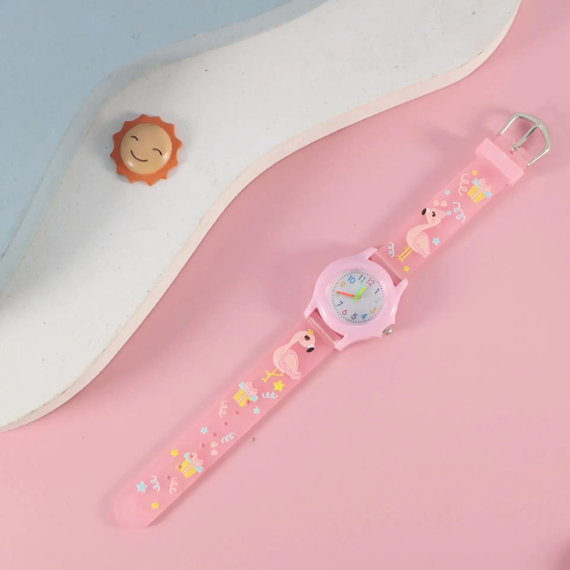 Kids Floral Quartz Watch Blue Water Resistant