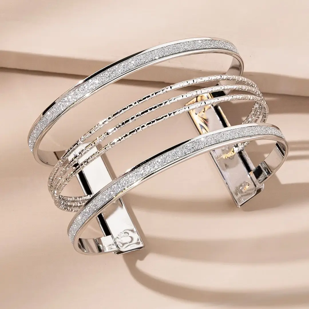 European and American fashion bracelet minimalist personality multi-layer hollow open arm ring sand chain pattern bracelet cross bracelet