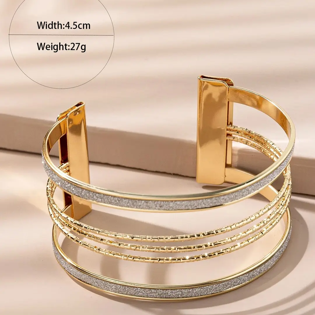 European and American fashion bracelet minimalist personality multi-layer hollow open arm ring sand chain pattern bracelet cross bracelet — feature 5
