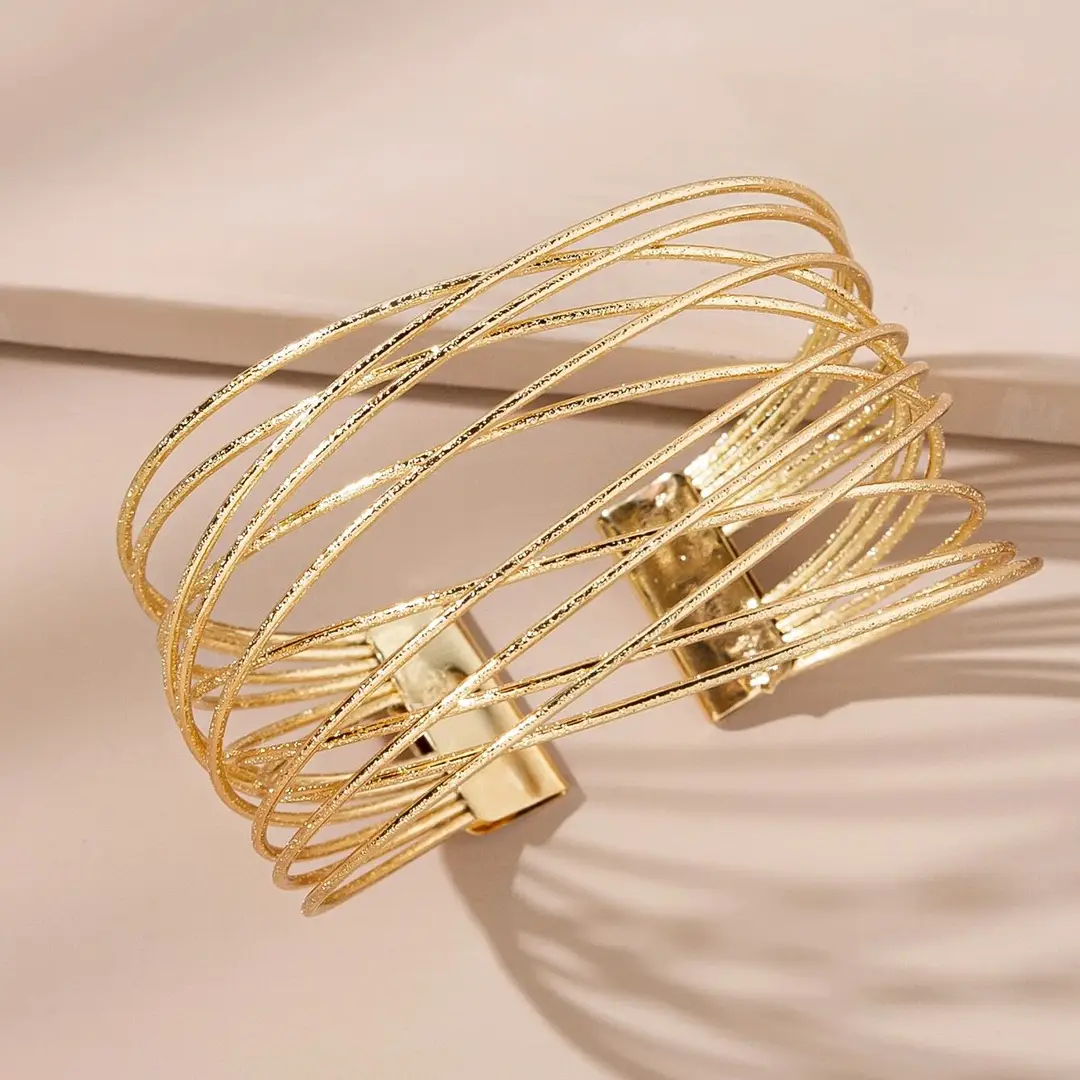 European and American fashion bracelet minimalist personality multi-layer hollow open arm ring sand chain pattern bracelet cross bracelet — feature 6