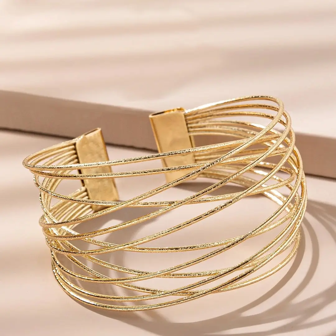 European and American fashion bracelet minimalist personality multi-layer hollow open arm ring sand chain pattern bracelet cross bracelet — feature 7