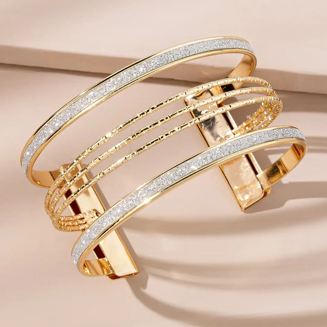 European and American fashion bracelet minimalist personality multi-layer hollow open arm ring sand chain pattern bracelet cross bracelet — feature 8