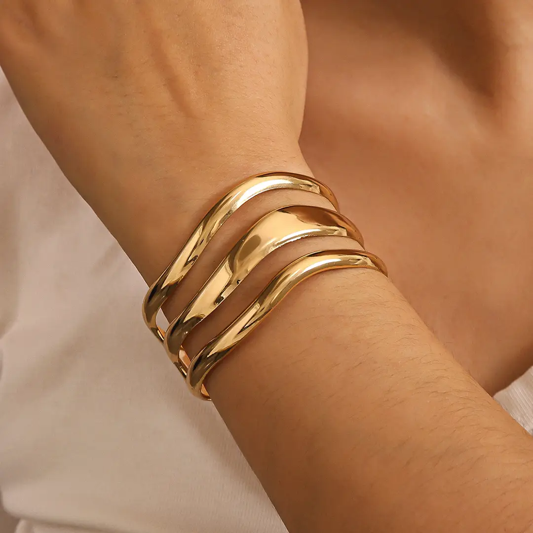 European and American fashion bracelet minimalist personality multi-layer hollow open arm ring sand chain pattern bracelet cross bracelet