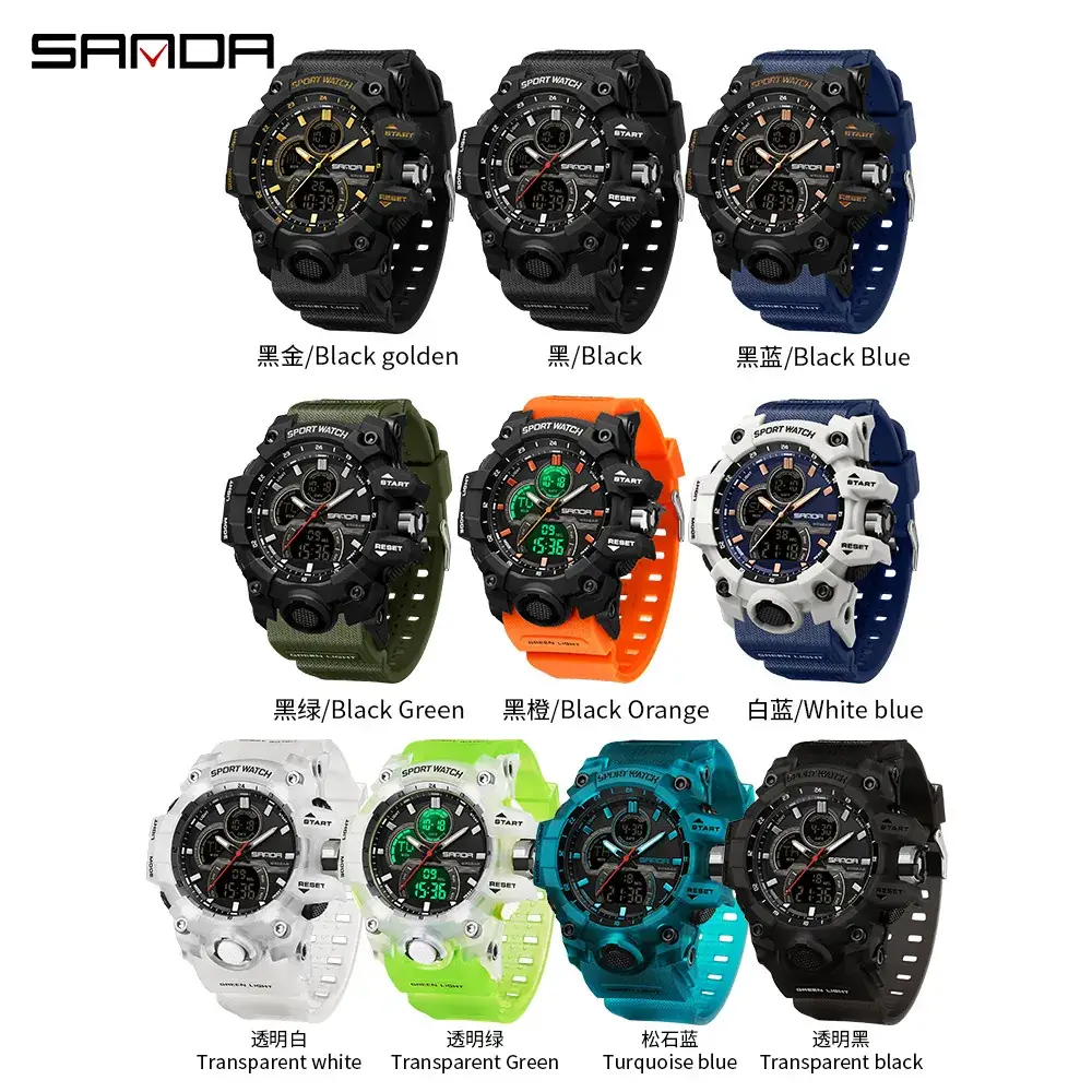 Sanda Sport Watch Black Waterproof Digital Display - Image 14