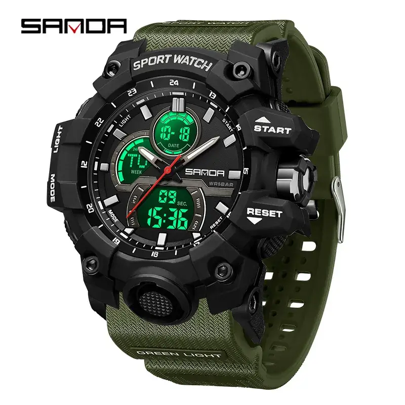 Sanda Sport Watch Blue White Waterproof Multi-Functional Men's Electronic Watch - Image 15