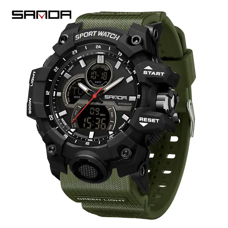 Sanda Sport Watch Blue White Waterproof Multi-Functional Men's Electronic Watch - Image 6