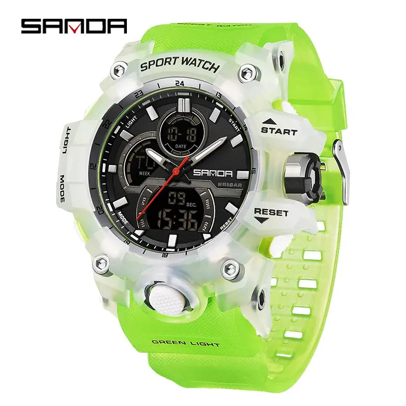 Sanda Sport Watch Blue White Waterproof Multi-Functional Men's Electronic Watch - Image 9