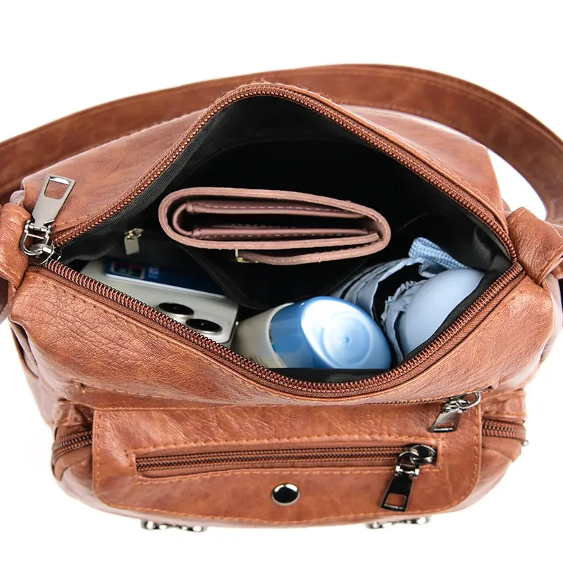 Brown Heart-Plated Crossbody Bag for Women - Image 6